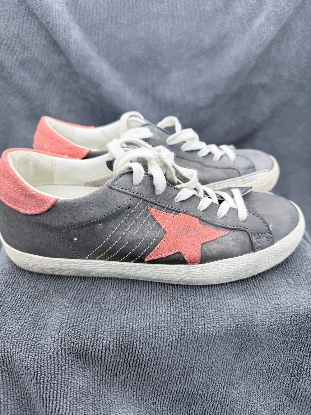 $640 Golden Goose Super Star blue nubuck pink suede star & heel euro 35 4.4-5